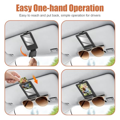 New 2 in 1 Sunglass & Photo Holder for Car, Strong Magnetic Leather Sunglasses Holder, Car Visor Picture Holder Clip, 2026 Upgraded No Fall No Slide Car Visor Accessories - size: 1 PCS