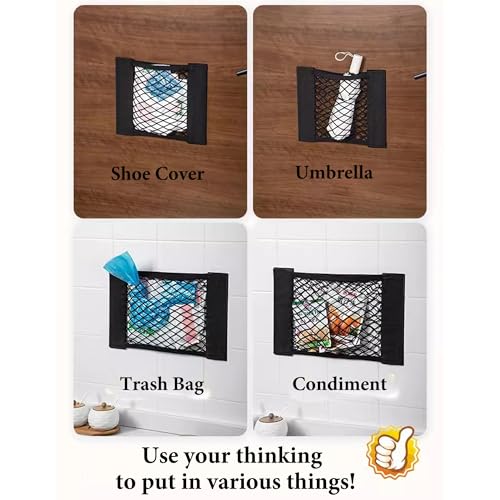 Plastic Bag Holder Mesh Storage Net Grocery Bag Holder Organizer Dispenser for Aluminum Foil, Trash Bag, Garbage Bag, Plastic Wrap, Shopping Bag Under Sink Cargo Organizers and Wall Mounted