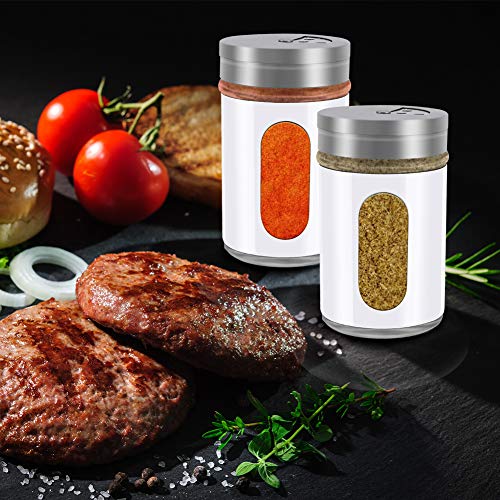 Accmor 2pcs Salt and Pepper Shakers,Stainless Steel Shaker for Salt Powder Sugar Cinnamon Pepper, Spice Dispenser with Adjustable Pour Holes,White - color: White