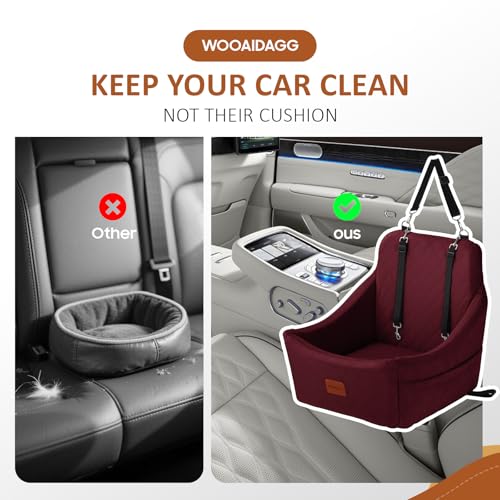 WOOAIDAGG Dog Car Seat for Medium Sized Dogs Up to 40lbs,Comfy Pet Travel Car Bed with Seat Belt Channle,Fully Detachable and Washable,Adjustable Straps,2 Side Pockets,Easy to Install (Red) - color: Red