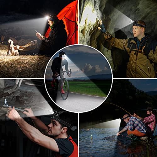 Blukar LED Rechargeable Headlamp,Super Bright Rechargeable Headlight Flashlight-3 Lights 5 Modes,Zoomable,Spotlight&Floodlight Combination,IPX6 Waterproof,20+Hrs Runtime for Running,Hiking,Camping etc