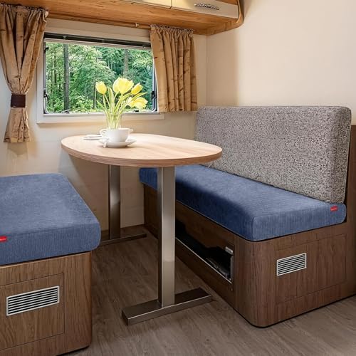 Waterproof RV Dinette Cushion Covers - Stretch Fabric Camper Seat Slipcover Replacement, Washable RV Couch Cover Designed for Camper Car Bench (Loveseat 2 Bench Cover, Blue Grey) - color: Blue Grey, size: Loveseat 2 Bench Cover