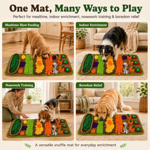 Snuffle Mat for Dogs – Extra Large 32'' x 20'', Washable Slow Feeder Dog Toy, Durable Interactive Dog Puzzle for Mental Stimulation & Nosework Training, with Anti-Slip Suction Cups - color: Green-Yellow