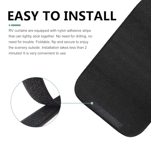 2PCS RV Door Window Shade Cover, Sunproof & Thermal Insulation Door Cover, Windbreak Vehicle Sunshade Privacy Window for Campers, Travel Trailer, Motorhomes, for Traveling, Camping (Black)