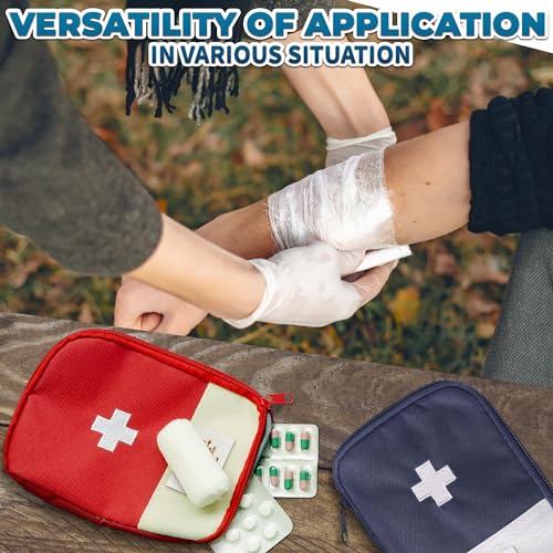 2 Pcs Travel First Aid Bag Empty Portable Storage - Small Medical Bag Empty with Multiple Compartments, 7.1x5.1" Small First Aid Pouch with Zipper Closure - Outdoor Adventure Gift for Camping & Hiking