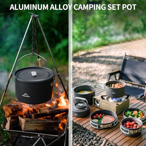 Naturehike Camping Cookware Set Mess Kit for Backpacking Gear, Camp Cooking Set, Camping Pots and Pans Set for Outdoor Backpacking Camping Hiking Picnic - color: 4-7 People