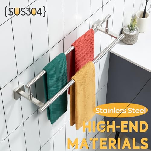 KOKOSIRI Hand Towel Holder Brushed Nickel Bathroom Rack 20-Inch Double Bath Towel Bars Rails for Garage Kitchen Stainless Steel B5009BR-L20 - color: Brushed Nickel, size: 20-Inch