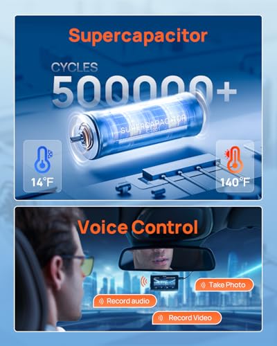 70mai 4K Dash Cam Front and Rear, Built in Wi-Fi 6 & GPS Car Camera, Super Night Vision, ADAS, 3'' IPS Screen, 24H Parking Mode, Time-Lapse, Loop Recording, with 128GB Card (A800SE) - size: A800SE-1