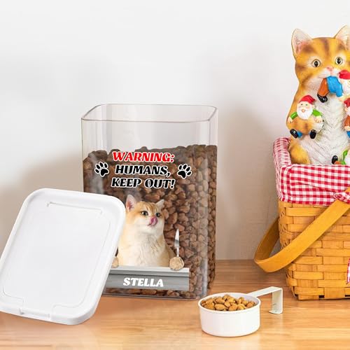 CALLIE Personalized Dog Food Storage Container, Airtight Cat Dog Treat Jar with Photo and Name, Pet Supplies Birthday Gift for Pet Owners Lovers, 6.3×4.13×3.35 Inch