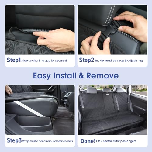ALLANSING Upgraded 900D Heavy Duty Dog Back Bench Seat Cover, Car Seat Protector, Seatbelt & Armrest Compatible, Waterproof & Non‑Slip for Dogs & Kids, Fits Compact Cars and SUVs - size: Small-52"W