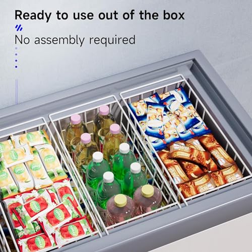 Slideep Chest Freezer Organizer Bins 16.5 Inch, Deep Upright Freezer Baskets Metal Wire Storage Container for Kitchen, White, Set of 2 - color: 16.5''-White