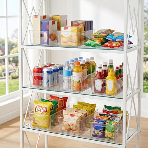 Vtopmart 8pcs Clear Organizers and Storage Bins, Plastic Storage Containers with Handles for Fridge, Freezer, Pantry, Cabinet, Kitchen Organization - size: Without Lid