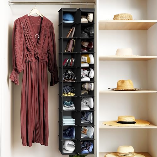 Simple Houseware 10 Shelves Closet Hanging Shoe Organizer, Black - color: Black, size: 1-Pack