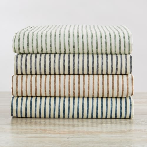 Great Bay Home Full Size Stripe Microfiber Sheet Set - 4-Piece Ultra-Soft Bedding Sheets & Pillowcases - Wrinkle Free, Comfortable, All-Season Bed Sheets (Dark Grey) - color: 02 Stripe - Dark Grey, size: Full