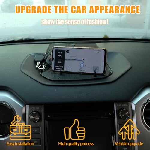 Black ABS Car Center Console Dash Table Storage Tray Fit for Toyota Tundra 2014-2021 Instrument Organizer Phone Holder Cradle Accessories (Without Mobile Phone Holder) - style: Without Mobile Phone Holder