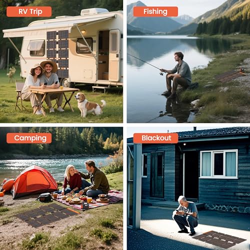 FlexSolar 100W Portable Solar Panels Chargers with PD3.0 USB-C,QC3.0 USB-A and DC Outputs Foldable IP67 Waterproof Power Emergency Camping for Small Power Station Generator,Phones, Power Banks - color: 100W