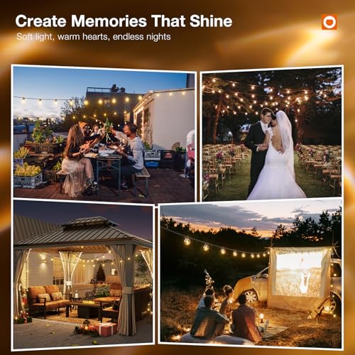 addlon 200FT Outdoor String Lights G40 with Remote Control, Dimmable Patio Globe LED Lights Waterproof Shatterproof, Hanging Outside Lighting for Backyard, Garden, Deck, Balcony, Porch, Café, Bristo - size: 200FT