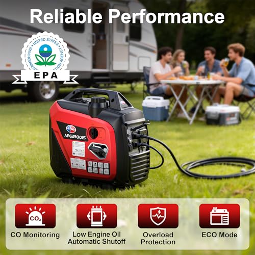 All-Power 3300W Portable Inverter Generator: Quiet Small Gasoline Generator RV Ready CO-Sensor ECO Mode EPA Compliant 4-Stroke 143cc Gas Powered Emergency Backup for Outdoor Camping Home Use