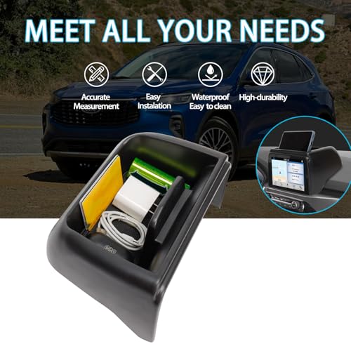 2PCS Center Console Organizer Compatible with Ford Escape 2020-2025 2026 Armrest Storage Box and Dashboard Tray Behind 8-inch Screen Dash Insert Tray Interior Accessories-ONLY FIT 8" display
