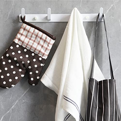 4 Hooks Matte White Bathroom Towel Hooks Mounted Wall Adhesive Heavy Duty Farmhouse Bath Coat Stick on Rack Hat Wall Hook Sticky White Kitchen Robe Rack Coat Hook White 4 Hooks Rack Towel for Bathroom - color: White, size: 13.19*1.18*1.38 inch(4hooks)