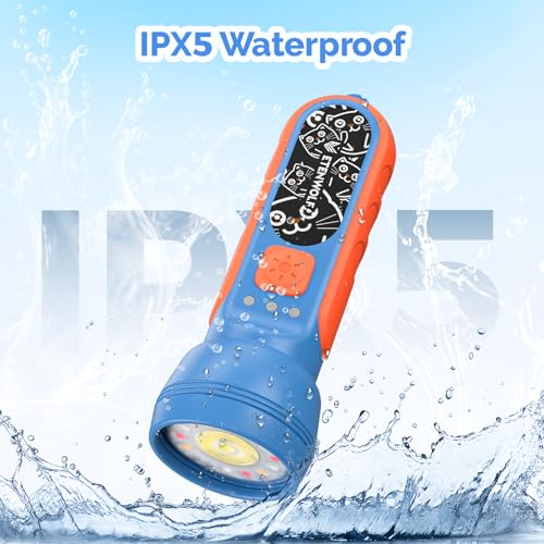 ETENWOLF L1 Rechargeable Flashlight for Kids,LED Flashlight with Fun DIY Stickers, 6 Light Modes, Adjustable Brightness, 1500mAh Battery, IPX5 Waterproof Flashlight for Camping, Home & Emergency