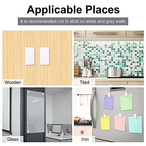50 Pieces Self Adhesive Clips Wall Tapestry Clips Plastic Sticky Picture Hanging Poster for Teachers Double Sided Adhesive Spring for Home Office(White) - color: White