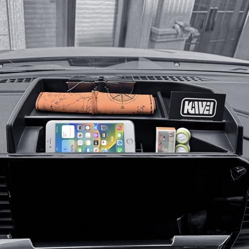 HGWEI Center Console Dashboard Organizer Compatible with 2022-2026 Chevy Silverado/GMC Sierra 1500, (24-26) 2500HD/3500HD Accessories Dash Storage Box Insert Tray Behind 13.4-in Screen, Black