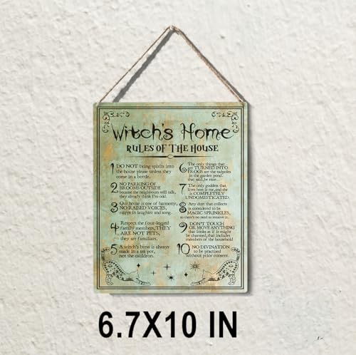 wall-pediments MP 478 Witch's Home Rules of the House 10-Rule Witchy Plaque, 6.7 x 10 Inches Gothic Home Decor - color: Generic 9963