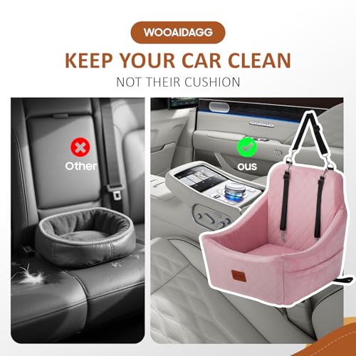 WOOAIDAGG Dog Car Seat for Medium Dogs, Pet Travel Bed with Seat Belt Channel, Fully Detachable and Washable, 3 Straps Easy to Install (Pink) - color: Pink