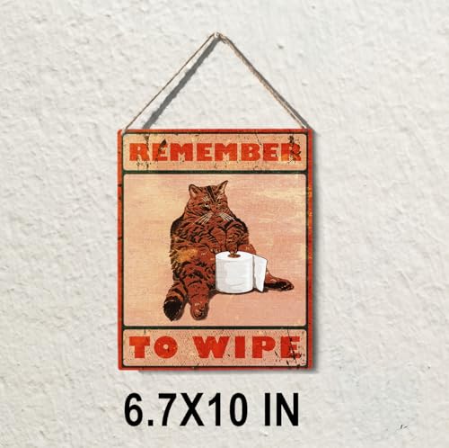 wall-pediments MP 469 Remember To Wipe Tabby Cat Toilet Plaque, 6.7 x 10 Inches Funny Bathroom Decor - color: Generic 9954