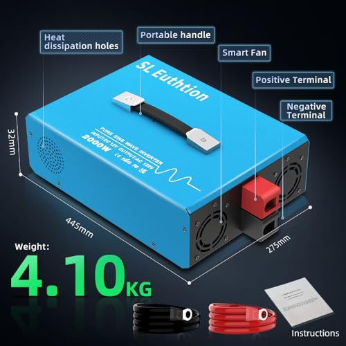 2000W Pure Sine Wave Power Inverter Voice Control AI Voice Assistant Support English 12V to 120V 60HZ with LCD Display, USB Port, for Car Home Laptop Truck - size: 2000W-12V