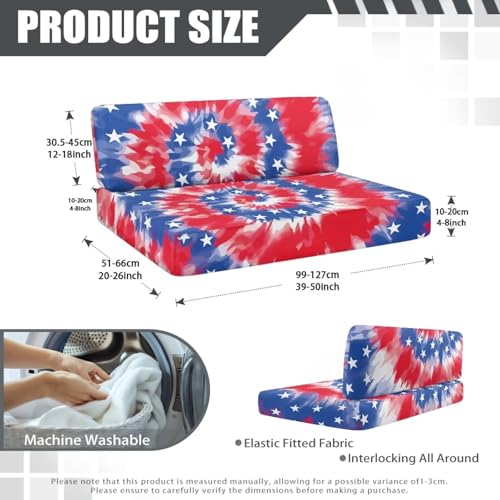 NDISTIN Blue&Red Tie Dye Camper Couch Cushion Covers Dinette 2Pcs Camper Couch Cover for RVS Anti-Slip Stretchy Rv Seat Covers Dinette Booth Cushions for RV Camper Car Bench Seats - color: Blue&red Tie Dye