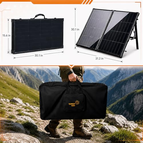 100W Portable Foldable Solar Panel Suitcase with 10A/12V MPPT Controller & 4-in-1 Adapter Cable, 25% High-Efficiency Solar Panel Charger for Portable Power Stations & 12V Batteries