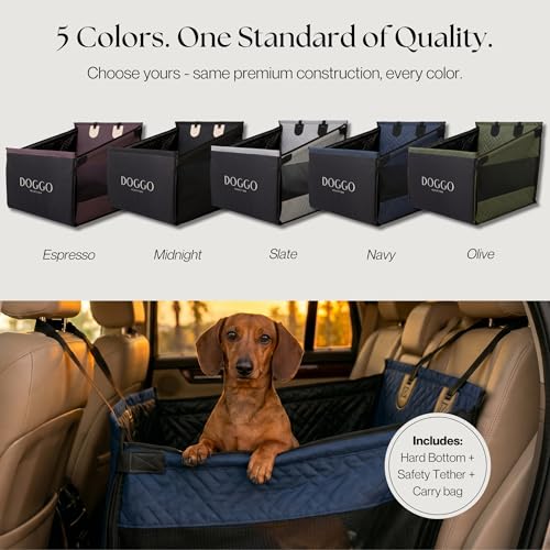 Dog Car Seat Cover with Hard Bottom – Back Seat Extender for Dogs Up to 35 lbs, Waterproof Non-Slip Hammock, Rigid Reinforced Base with Triple Security System, Storage Pockets, fits Cars SUVs Trucks - color: Blue