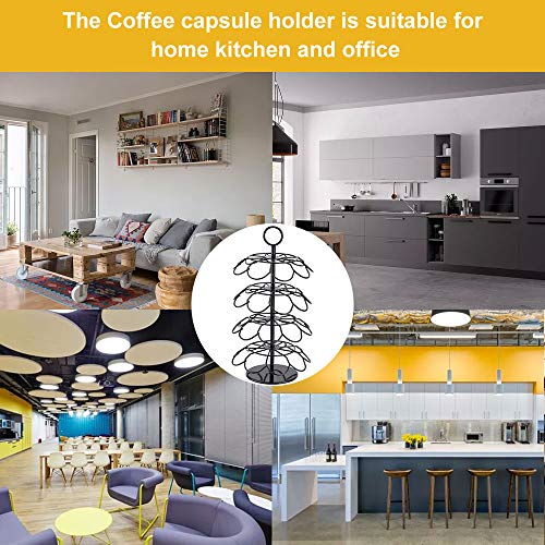 Coffee Pod Carousel Holder,Compatible with K-Cups Organizer Compatible with 36 Cup Pods,Spins 360-Degrees - color: BLACK