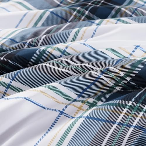 MaiRêve Twin XL Size Plaid Comforter Set Blue White, Classic 5 Pieces Farmhouse Bedding Set, All Season Lightweight Bed in A Bag with Sheets, Pillowcase & Sham - color: Blue White, size: Twin XL