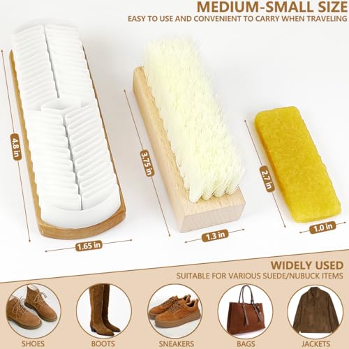3Pcs Suede Shoe Brush and Eraser Suede Nubuck Cleaning Brush for Shoes - style: 3Pcs Kit