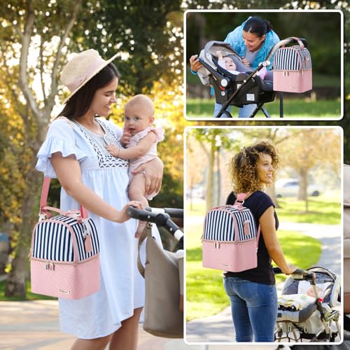 Breastmilk Cooler Bag with Ice Pack Fits 6 Baby Bottles up to 9 Ounce, Breast Milk Pump Cooler Bag with Shoulder Strap for Nursing Mom Daycare, Work, Travel- Straps - color: Straps