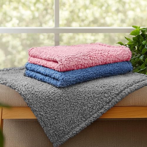 Luciphia 1 Pack 3 Calming Dog Blanket Fluffy Premium Fleece Pet Blankets Soft Sherpa Throw for Dogs Puppy Cat Haze Blue Large (41" x31") - color: Haze Blue, size: Large (Pack of 3)