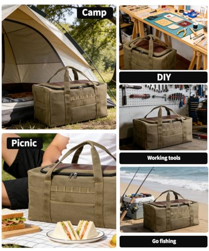 Large Military Duffle Bag Tactical Camping Storage Utility Tote Bag Camping Kitchen Organizer with Deployment Cargo Bag Travel Sports Equipment(Khaki,Small 21.26"x9.84"x9.84") - size: Small 21.26"x9.84"x9.84"