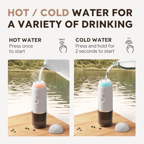 i Cafilas Portable Espresso Machine Self-Heating | Battery Powered Coffee Maker for Camping without Electricity| 2-in-1 Ground Coffee&NS Capsule|19 Bar| USB-C Fast Charge| White Coffee Maker for Car - color: White 03