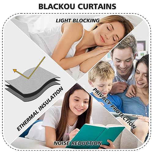 BUHUA Heat Blocking Curtains, Black Out Curtains 63 Inch Long 2 Panels Burg, Soundproof Curtains with Silver Leaf Printed (52 x 63 Inch, Baby Blue, Set of 2 Panels) - color: Silver Leaf /Baby Blue, size: 52"W x 63"L (Pack of 2)