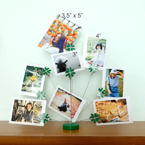 8-Branch Family Tree Picture Frame Holder, Card Photo Clips Holder Desk Stand for Memo Paper Note Photo Christmas Wedding Card Display (Green Clover) - style: Clover