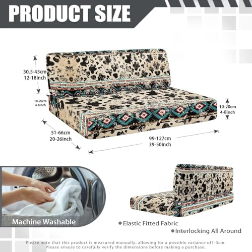 Aztec Cow Print RV Seat Covers Dinette Booth Cushions Retro Camper Cushion Covers 2 Cushion Couch Cover for RV Sofa Stretchy RV Bench Seat Covers for Travel Trailer Couch - color: Aztec Cow Print