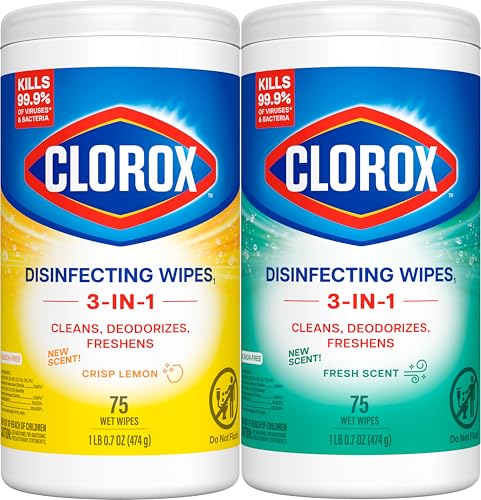 Clorox Disinfecting Cleaning Wipes Variety Pack, 75 Count Each, Pack of 2 (Package May Vary) - size: 75 Count (Pack of 2)