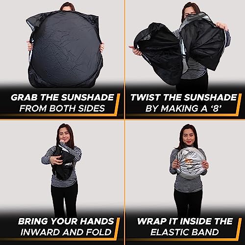 EcoNour Semi-Truck Sun Shade for Windshield (2 Ring) | 240T UV Protective Sunshade for Truck Windshield Maximum Coverage to Block UV/Sun Heat Rays - size: Large-SemiTruck