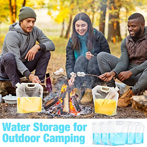 Zubebe 20 Pcs x 1.3 Gallon Water Container Bags Collapsible Emergency Container Bag 26 Gallon Freezable Bpa Free Food Grade Clear Plastic Storage Foldable Bottle for Camping Riding