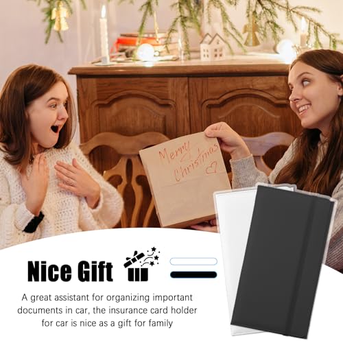 Tri-fold PU Car Registration and Insurance Holder,Multi-Pocket Car Registration and Insurance Card Holder for Cards,Papers,Documents,Portable Cars Document Holders Glove Box (Black)