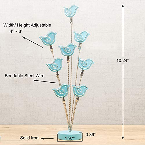 8-Branch Family Tree Picture Frame Holder, Card Photo Clips Holder Desk Stand for Memo Paper Note Photo Christmas Wedding Card Display (Blue Bird) - style: Bird