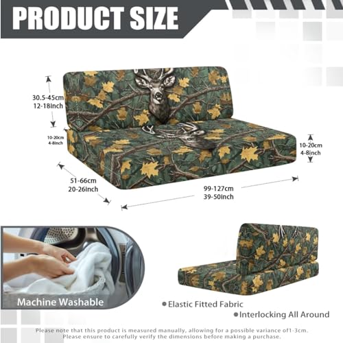 Deer Hunting Camo Pattern 3 PCS RV Dinette Cushion Covers Wear-Resistan Camper Seat Covers Dinette Booth Camper Cushion Pillow Cover Sofa Slipover for Travel Trailer Couch - color: Deer Hunting Camo